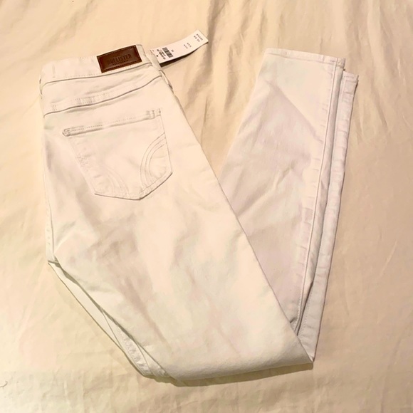 Hollister Denim - Hollister white ripped high rise skinny jeans, 3S